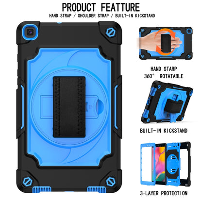 For Samsung Tab A 8.0 (2019)/T290 360 Degree Rotation Turntable Contrast Color Robot Shockproof Silicone + PC Protective Case with Holder(Black + Blue) - Other Galaxy Tab PC by buy2fix | Online Shopping UK | buy2fix