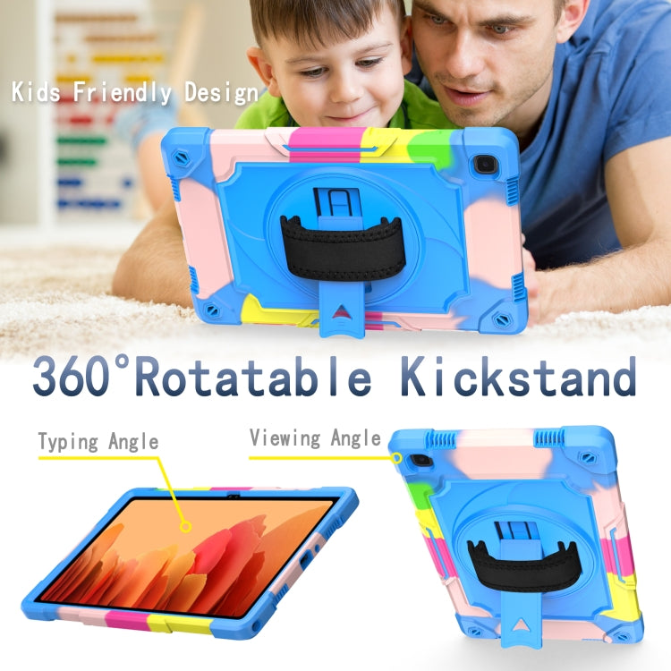For Samsung Galaxy Tab A7 10.4 (2020)/T500 360 Degree Rotation Turntable Contrast Color Robot Shockproof Silicone + PC Protective Case with Holder(Colorful + Blue) - Other Galaxy Tab PC by buy2fix | Online Shopping UK | buy2fix