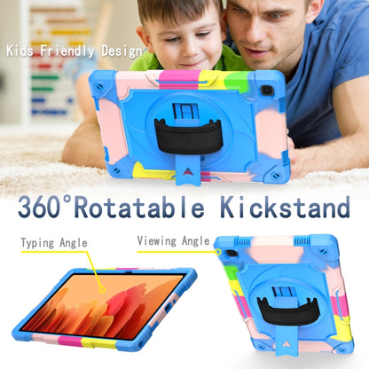 For Samsung Galaxy Tab A7 10.4 (2020)/T500 360 Degree Rotation Turntable Contrast Color Robot Shockproof Silicone + PC Protective Case with Holder(Colorful + Blue) - Other Galaxy Tab PC by buy2fix | Online Shopping UK | buy2fix