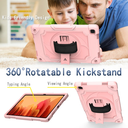 For Samsung Galaxy Tab A7 10.4 (2020)/T500 360 Degree Rotation Turntable Contrast Color Robot Shockproof Silicone + PC Protective Case with Holder(Rose Gold) - Other Galaxy Tab PC by buy2fix | Online Shopping UK | buy2fix
