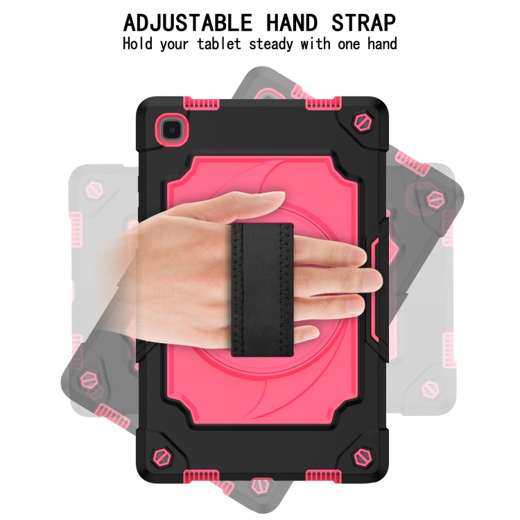 For Samsung Galaxy Tab A7 10.4 (2020)/T500 360 Degree Rotation Turntable Contrast Color Robot Shockproof Silicone + PC Protective Case with Holder(Black + Rose Red) - Other Galaxy Tab PC by buy2fix | Online Shopping UK | buy2fix