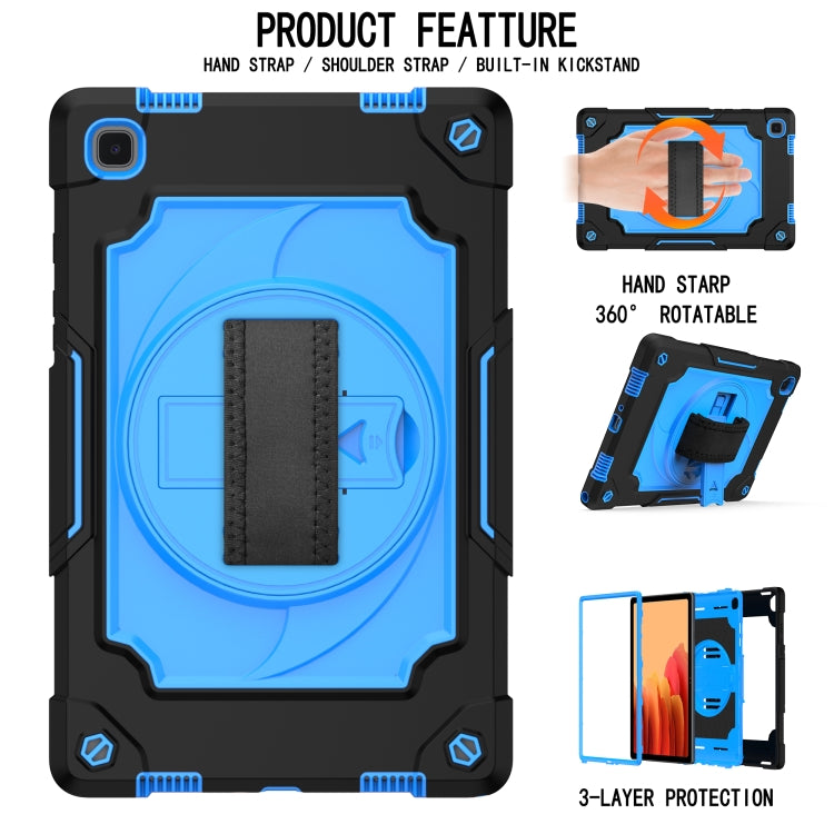 For Samsung Galaxy Tab A7 10.4 (2020)/T500 360 Degree Rotation Turntable Contrast Color Robot Shockproof Silicone + PC Protective Case with Holder(Black + Blue) - Other Galaxy Tab PC by buy2fix | Online Shopping UK | buy2fix