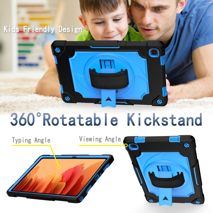 For Samsung Galaxy Tab A7 10.4 (2020)/T500 360 Degree Rotation Turntable Contrast Color Robot Shockproof Silicone + PC Protective Case with Holder(Black + Blue) - Other Galaxy Tab PC by buy2fix | Online Shopping UK | buy2fix
