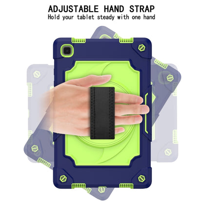 For Samsung Galaxy Tab A7 10.4 (2020)/T500 360 Degree Rotation Turntable Contrast Color Robot Shockproof Silicone + PC Protective Case with Holder(Navy Blue + Yellow Green) - Other Galaxy Tab PC by buy2fix | Online Shopping UK | buy2fix
