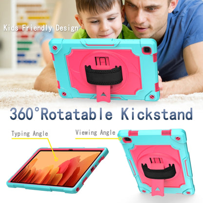 For Samsung Galaxy Tab A7 10.4 (2020)/T500 360 Degree Rotation Turntable Contrast Color Robot Shockproof Silicone + PC Protective Case with Holder(Mint Green + Rose Red) - Other Galaxy Tab PC by buy2fix | Online Shopping UK | buy2fix