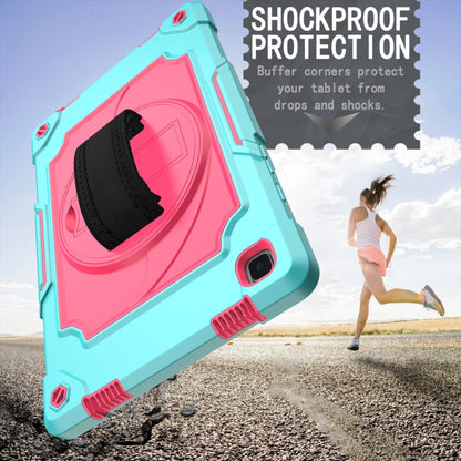 For Samsung Galaxy Tab A7 10.4 (2020)/T500 360 Degree Rotation Turntable Contrast Color Robot Shockproof Silicone + PC Protective Case with Holder(Mint Green + Rose Red) - Other Galaxy Tab PC by buy2fix | Online Shopping UK | buy2fix
