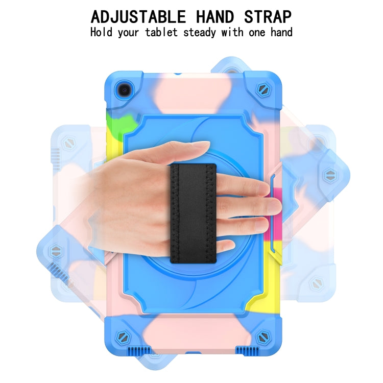 For Samsung Galaxy Tab A 10.1 (2019)/T515 360 Degree Rotation Turntable Contrast Color Robot Shockproof Silicone + PC Protective Case with Holder(Colorful + Blue) - Tab A 10.1 (2019) T510 / T515 by buy2fix | Online Shopping UK | buy2fix