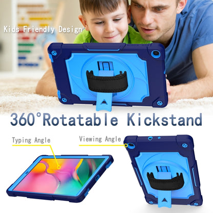 For Samsung Galaxy Tab A 10.1 (2019)/T515 360 Degree Rotation Turntable Contrast Color Robot Shockproof Silicone + PC Protective Case with Holder(Navy Blue + Blue) - Tab A 10.1 (2019) T510 / T515 by buy2fix | Online Shopping UK | buy2fix