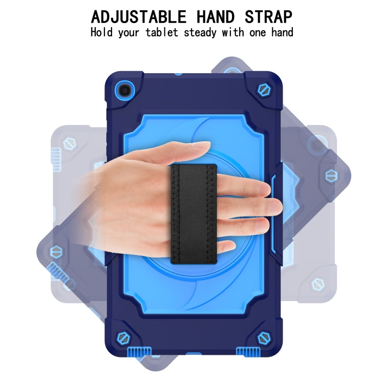 For Samsung Galaxy Tab A 10.1 (2019)/T515 360 Degree Rotation Turntable Contrast Color Robot Shockproof Silicone + PC Protective Case with Holder(Navy Blue + Blue) - Tab A 10.1 (2019) T510 / T515 by buy2fix | Online Shopping UK | buy2fix