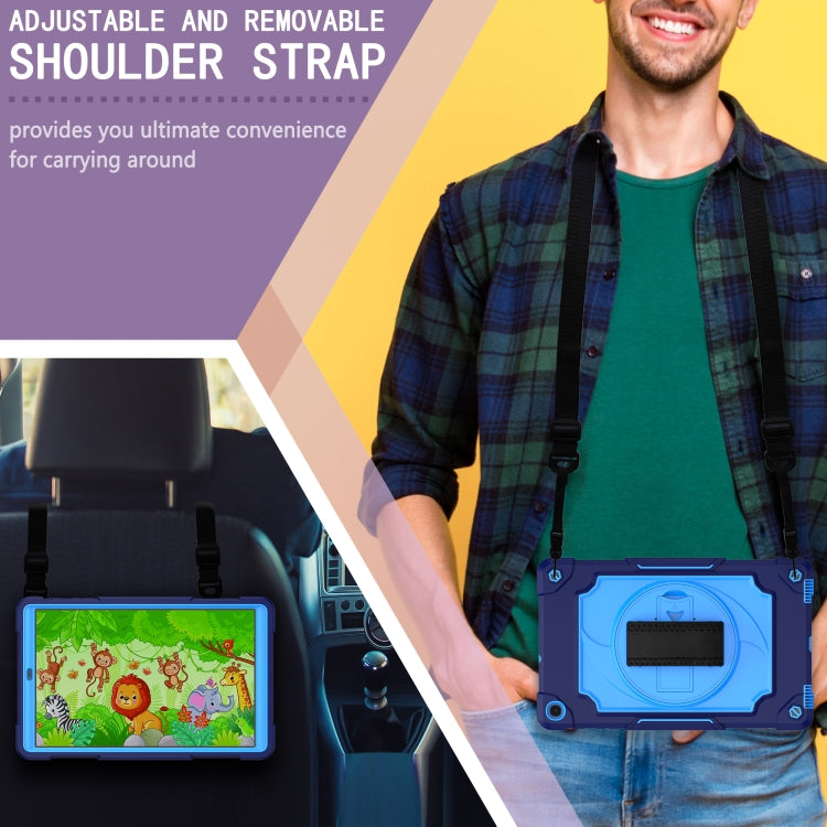 For Samsung Galaxy Tab A 10.1 (2019)/T515 360 Degree Rotation Turntable Contrast Color Robot Shockproof Silicone + PC Protective Case with Holder(Navy Blue + Blue) - Tab A 10.1 (2019) T510 / T515 by buy2fix | Online Shopping UK | buy2fix