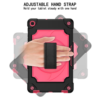 For Samsung Galaxy Tab A 10.1 (2019)/T515 360 Degree Rotation Turntable Contrast Color Robot Shockproof Silicone + PC Protective Case with Holder(Black + Rose Red) - Tab A 10.1 (2019) T510 / T515 by buy2fix | Online Shopping UK | buy2fix