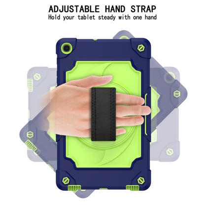 For Samsung Galaxy Tab A 10.1 (2019)/T515 360 Degree Rotation Turntable Contrast Color Robot Shockproof Silicone + PC Protective Case with Holder(Navy Blue + Yellow Green) - Tab A 10.1 (2019) T510 / T515 by buy2fix | Online Shopping UK | buy2fix