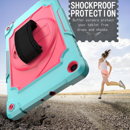 For Samsung Galaxy Tab A 10.1 (2019)/T515 360 Degree Rotation Turntable Contrast Color Robot Shockproof Silicone + PC Protective Case with Holder(Mint Green + Rose Red) - Tab A 10.1 (2019) T510 / T515 by buy2fix | Online Shopping UK | buy2fix