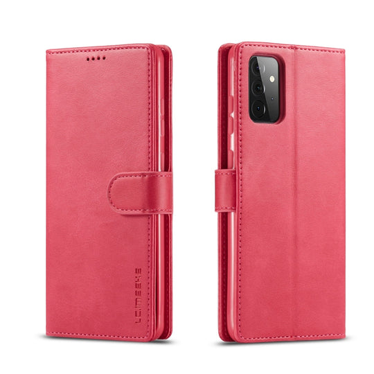 For Samsung Galaxy A72 5G / 4G LC.IMEEKE Calf Texture Horizontal Flip Leather Case with Holder & Card Slots & Wallet(Red)