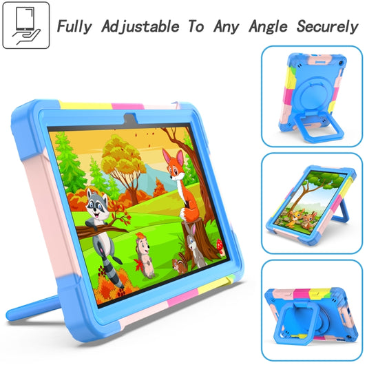 For Amazon Kindle Fire HD 8 (2020) Contrast Color Shockproof Robot Silicone + PC Case with Wristband Holder(Camouflage + Blue) - Amazon by buy2fix | Online Shopping UK | buy2fix