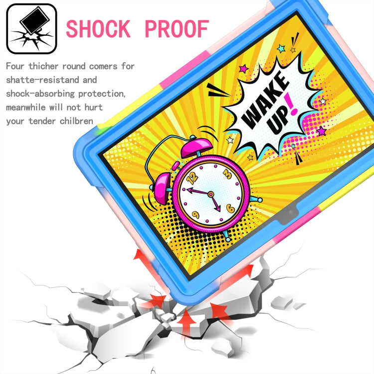 For Amazon Kindle Fire HD 8 (2020) Contrast Color Shockproof Robot Silicone + PC Case with Wristband Holder(Camouflage + Blue) - Amazon by buy2fix | Online Shopping UK | buy2fix