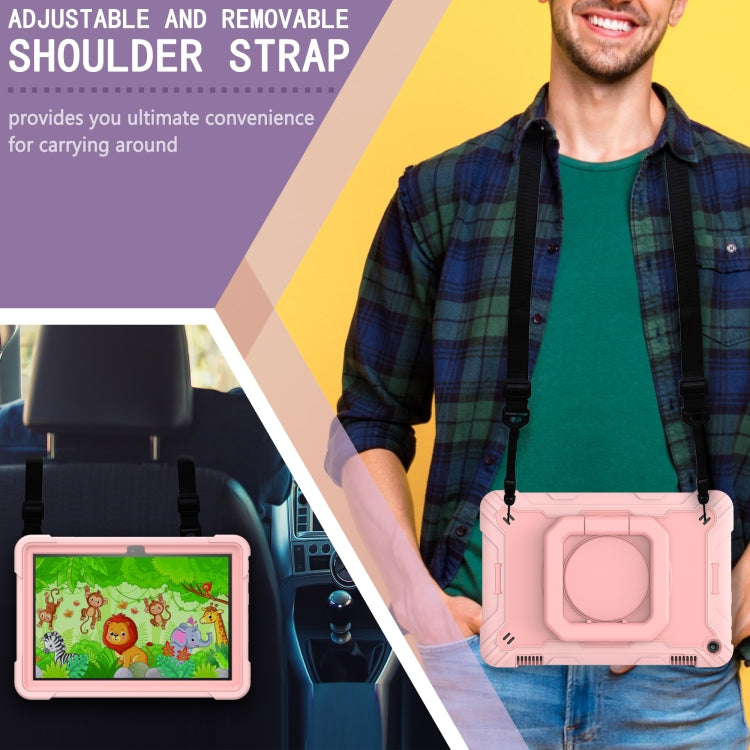 For Amazon Kindle Fire HD 8 (2020) Contrast Color Shockproof Robot Silicone + PC Case with Wristband Holder(Rose Gold) - Amazon by buy2fix | Online Shopping UK | buy2fix