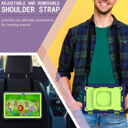 For Amazon Kindle Fire HD 8 (2020) Contrast Color Shockproof Robot Silicone + PC Case with Wristband Holder(Navy Blue + Yellow-green) - Amazon by buy2fix | Online Shopping UK | buy2fix