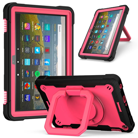 For Amazon Kindle Fire HD 8 (2020) Contrast Color Shockproof Robot Silicone + PC Case with Wristband Holder(Red + Black) - Amazon by buy2fix | Online Shopping UK | buy2fix