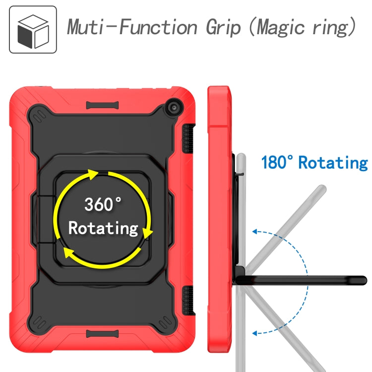 For Amazon Kindle Fire HD 8 (2020) Contrast Color Shockproof Robot Silicone + PC Case with Wristband Holder(Red + Black) - Amazon by buy2fix | Online Shopping UK | buy2fix