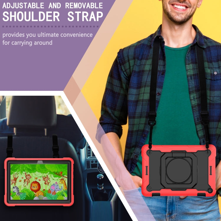 For Amazon Kindle Fire HD 8 (2020) Contrast Color Shockproof Robot Silicone + PC Case with Wristband Holder(Red + Black) - Amazon by buy2fix | Online Shopping UK | buy2fix