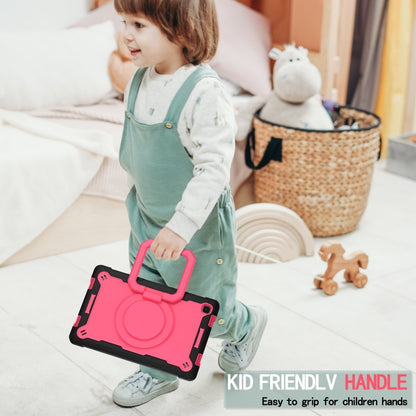 For Samsung Galaxy Tab A7 10.4 (2020) T500 / T505 Contrast Color Shockproof Robot Silicone + PC Case with Wristband Holder(Black + Rose Red) - Other Galaxy Tab PC by buy2fix | Online Shopping UK | buy2fix