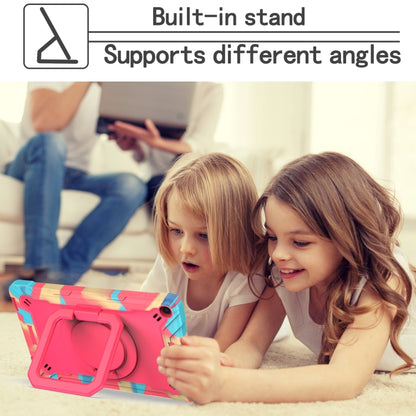 For Samsung Galaxy Tab A10.1 (2019) T510 Contrast Color Shockproof Robot Silicone + PC Case with Wristband Holder(Camouflage + Rose Red) - Tab A 10.1 (2019) T510 / T515 by buy2fix | Online Shopping UK | buy2fix