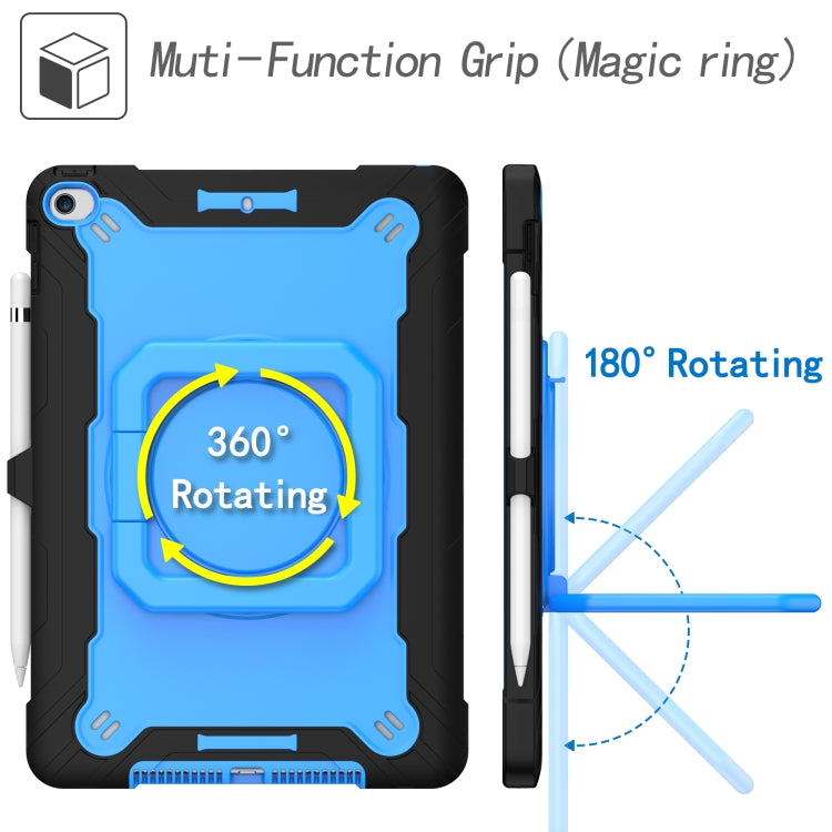 For iPad 10.2 2021 / 2020 / 2019 Contrast Color Shockproof Robot Silicone + PC Case with Wristband Holder(Black + Blue) - iPad 10.2 Cases by buy2fix | Online Shopping UK | buy2fix