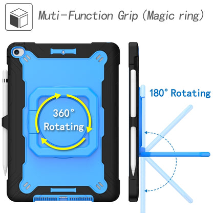 For iPad 10.2 2021 / 2020 / 2019 Contrast Color Shockproof Robot Silicone + PC Case with Wristband Holder(Black + Blue) - iPad 10.2 Cases by buy2fix | Online Shopping UK | buy2fix