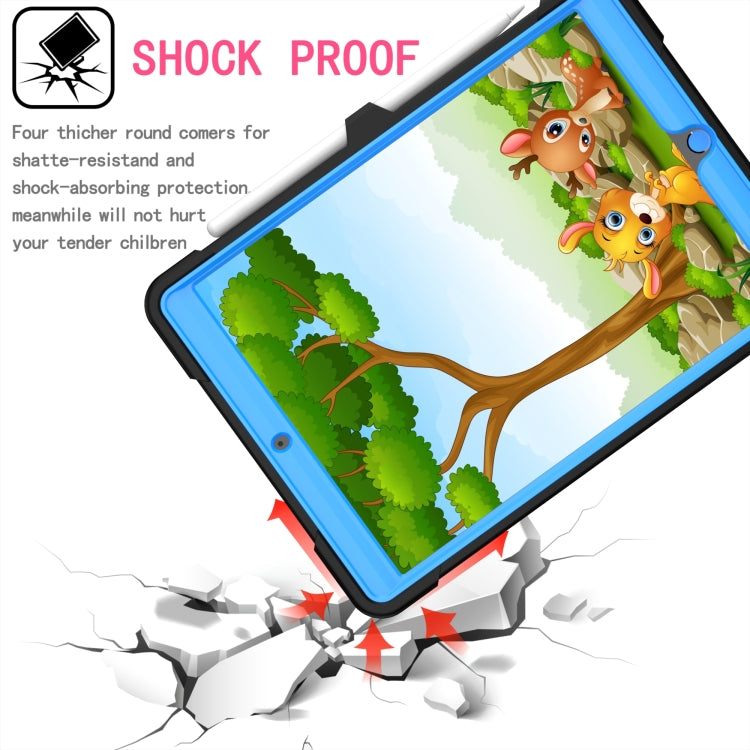 For iPad 10.2 2021 / 2020 / 2019 Contrast Color Shockproof Robot Silicone + PC Case with Wristband Holder(Black + Blue) - iPad 10.2 Cases by buy2fix | Online Shopping UK | buy2fix