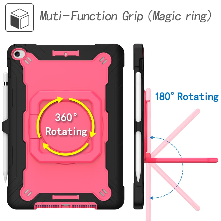 For iPad 10.2 2021 / 2020 / 2019 Contrast Color Shockproof Robot Silicone + PC Case with Wristband Holder(Black + Rose Red) - iPad 10.2 Cases by buy2fix | Online Shopping UK | buy2fix