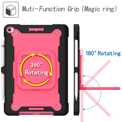 For iPad 10.2 2021 / 2020 / 2019 Contrast Color Shockproof Robot Silicone + PC Case with Wristband Holder(Black + Rose Red) - iPad 10.2 Cases by buy2fix | Online Shopping UK | buy2fix