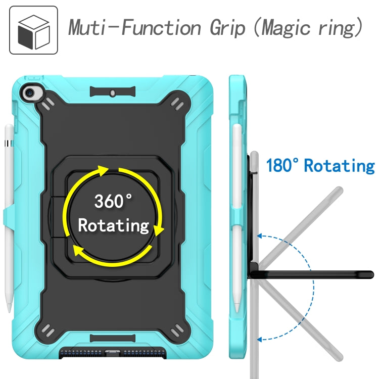 For iPad 10.2 2021 / 2020 / 2019 Contrast Color Shockproof Robot Silicone + PC Case with Wristband Holder(Mint Green + Black) - iPad 10.2 Cases by buy2fix | Online Shopping UK | buy2fix