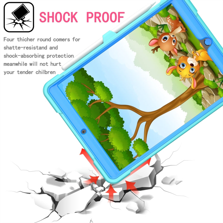 For iPad 10.2 2021 / 2020 / 2019 Contrast Color Shockproof Robot Silicone + PC Case with Wristband Holder(Mint Green + Blue) - iPad 10.2 Cases by buy2fix | Online Shopping UK | buy2fix
