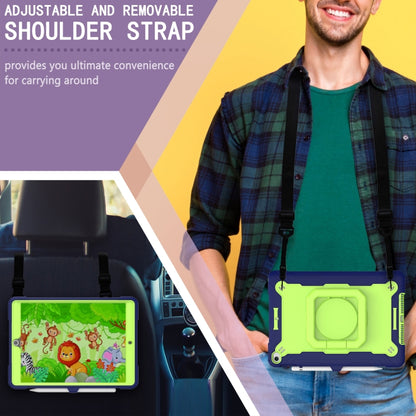 For iPad 10.2 2021 / 2020 / 2019 Contrast Color Shockproof Robot Silicone + PC Case with Wristband Holder(Navy Blue + Yellow-green) - iPad 10.2 Cases by buy2fix | Online Shopping UK | buy2fix