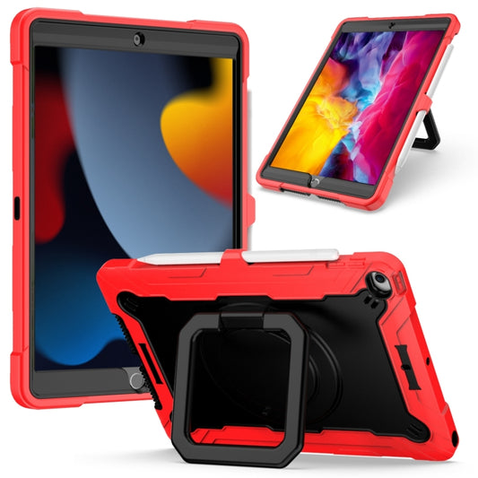 For iPad 10.2 2021 / 2020 / 2019 Contrast Color Shockproof Robot Silicone + PC Case with Wristband Holder(Red + Black) - iPad 10.2 Cases by buy2fix | Online Shopping UK | buy2fix