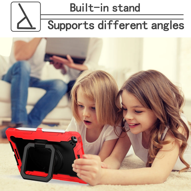 For iPad 10.2 2021 / 2020 / 2019 Contrast Color Shockproof Robot Silicone + PC Case with Wristband Holder(Red + Black) - iPad 10.2 Cases by buy2fix | Online Shopping UK | buy2fix