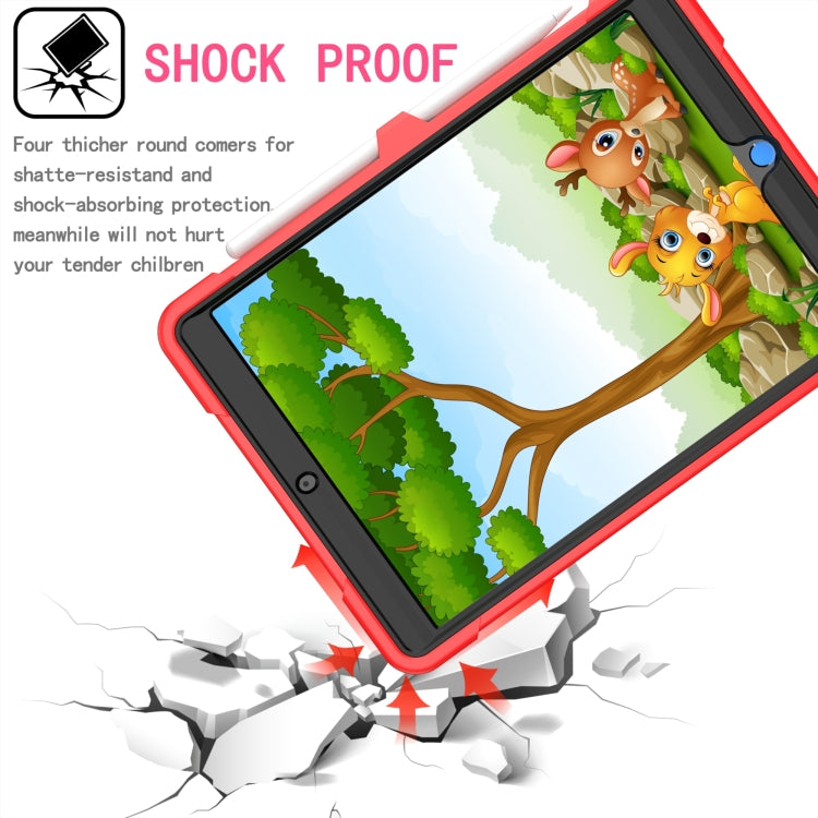 For iPad 10.2 2021 / 2020 / 2019 Contrast Color Shockproof Robot Silicone + PC Case with Wristband Holder(Red + Black) - iPad 10.2 Cases by buy2fix | Online Shopping UK | buy2fix