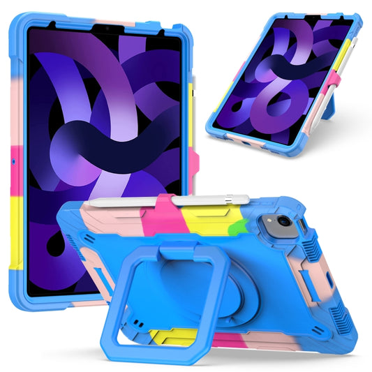 Contrast Color Shockproof Robot Silicone + PC Case with Wristband Holder For iPad Air 2022 / 2020 10.9(Camouflage + Blue) - iPad Air (2022) / (2020) 10.9 Cases by buy2fix | Online Shopping UK | buy2fix