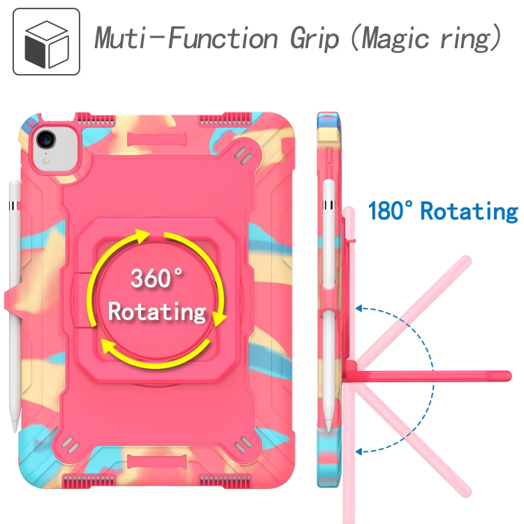 Contrast Color Shockproof Robot Silicone + PC Case with Wristband Holder For iPad Air 2022 / 2020 10.9(Camouflage + Rose Red) - iPad Air (2022) / (2020) 10.9 Cases by buy2fix | Online Shopping UK | buy2fix