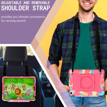 Contrast Color Shockproof Robot Silicone + PC Case with Wristband Holder For iPad Air 2022 / 2020 10.9(Camouflage + Rose Red) - iPad Air (2022) / (2020) 10.9 Cases by buy2fix | Online Shopping UK | buy2fix