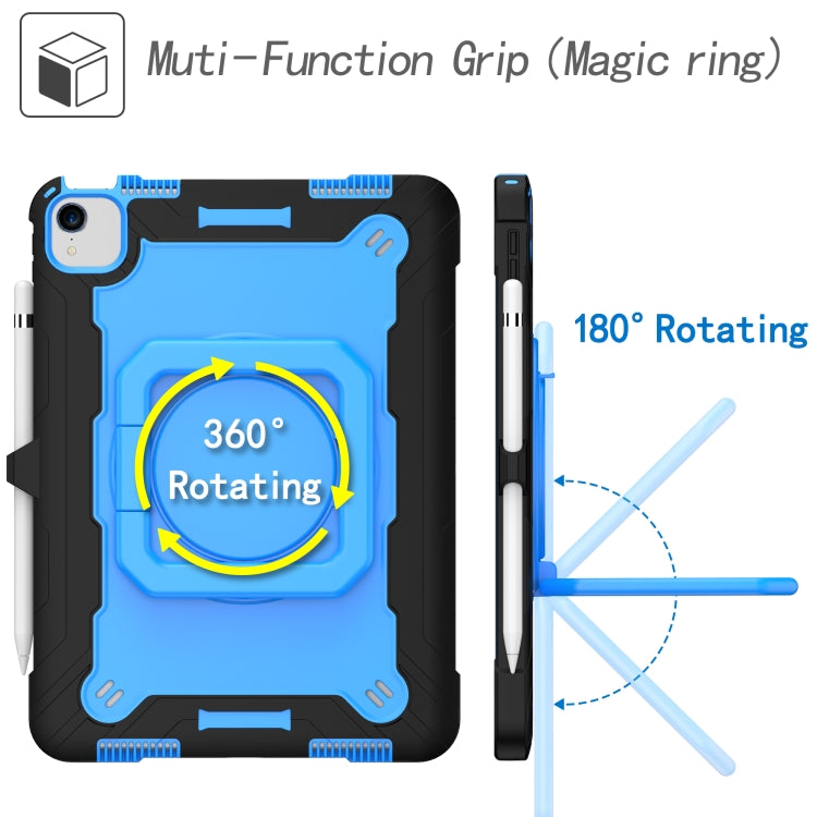Contrast Color Shockproof Robot Silicone + PC Case with Wristband Holder For iPad Air 2022 / 2020 10.9(Black + Blue) - iPad Air (2022) / (2020) 10.9 Cases by buy2fix | Online Shopping UK | buy2fix