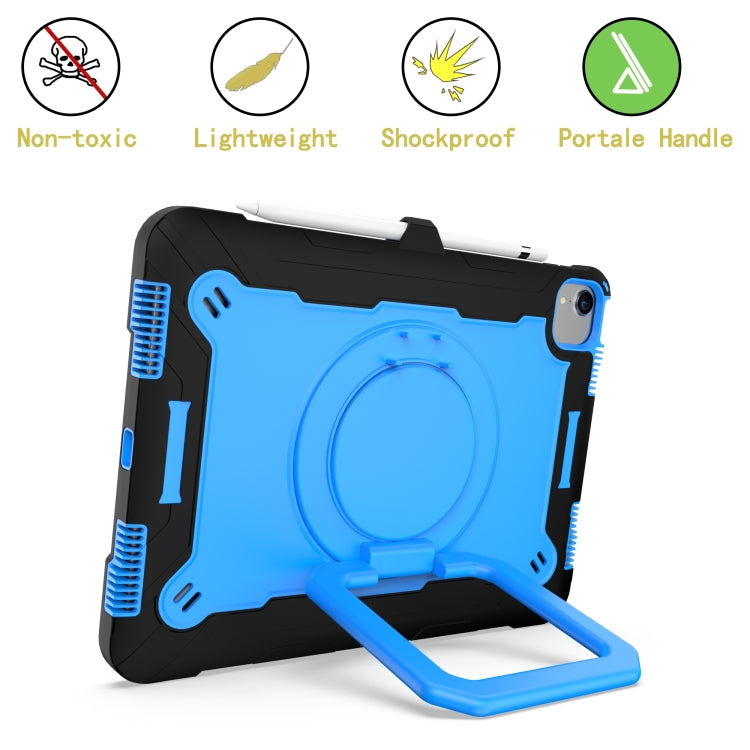 Contrast Color Shockproof Robot Silicone + PC Case with Wristband Holder For iPad Air 2022 / 2020 10.9(Black + Blue) - iPad Air (2022) / (2020) 10.9 Cases by buy2fix | Online Shopping UK | buy2fix