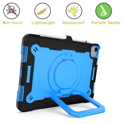 Contrast Color Shockproof Robot Silicone + PC Case with Wristband Holder For iPad Air 2022 / 2020 10.9(Black + Blue) - iPad Air (2022) / (2020) 10.9 Cases by buy2fix | Online Shopping UK | buy2fix