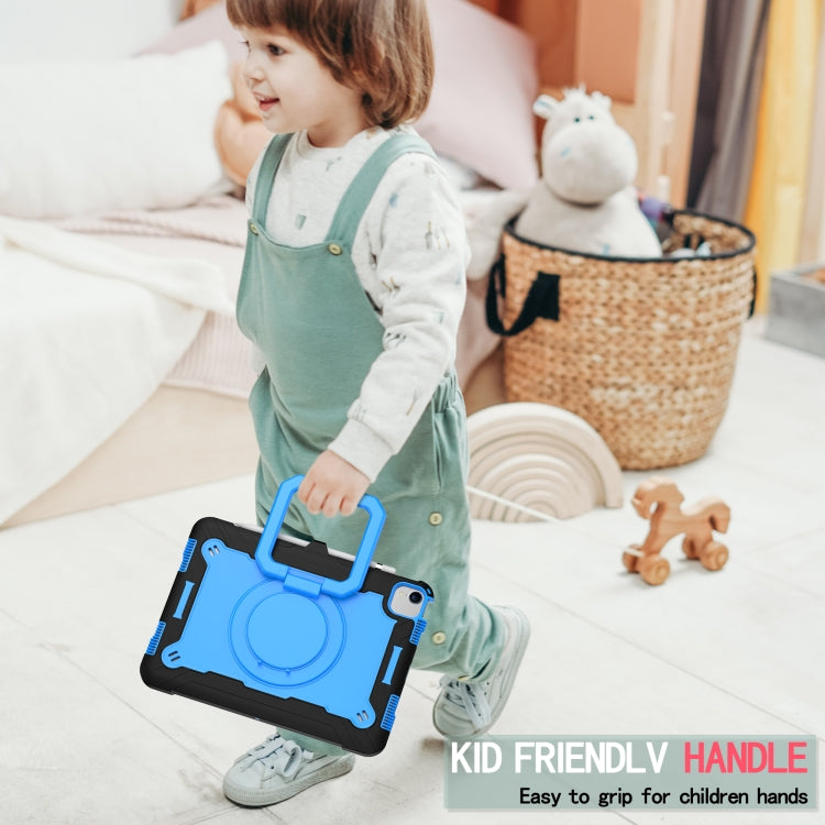 Contrast Color Shockproof Robot Silicone + PC Case with Wristband Holder For iPad Air 2022 / 2020 10.9(Black + Blue) - iPad Air (2022) / (2020) 10.9 Cases by buy2fix | Online Shopping UK | buy2fix