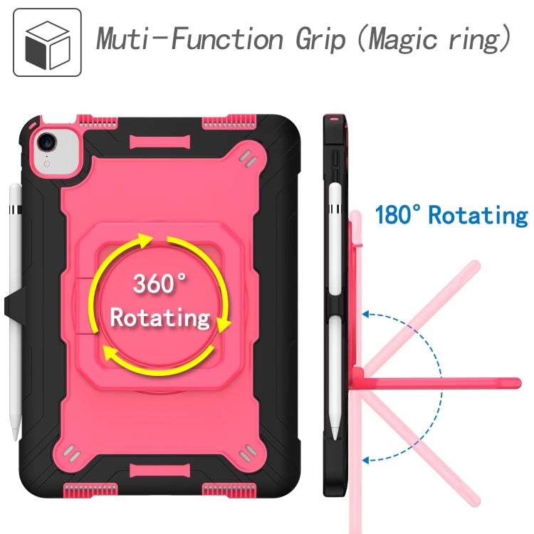 Contrast Color Shockproof Robot Silicone + PC Case with Wristband Holder For iPad Air 2022 / 2020 10.9(Black + Rose Red) - iPad Air (2022) / (2020) 10.9 Cases by buy2fix | Online Shopping UK | buy2fix