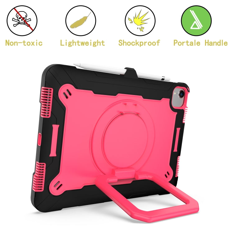 Contrast Color Shockproof Robot Silicone + PC Case with Wristband Holder For iPad Air 2022 / 2020 10.9(Black + Rose Red) - iPad Air (2022) / (2020) 10.9 Cases by buy2fix | Online Shopping UK | buy2fix