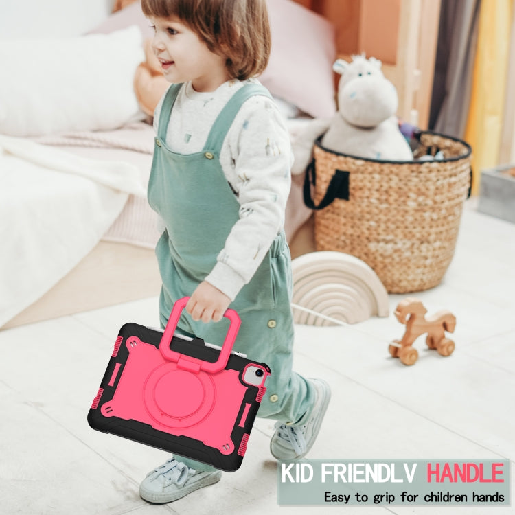 Contrast Color Shockproof Robot Silicone + PC Case with Wristband Holder For iPad Air 2022 / 2020 10.9(Black + Rose Red) - iPad Air (2022) / (2020) 10.9 Cases by buy2fix | Online Shopping UK | buy2fix