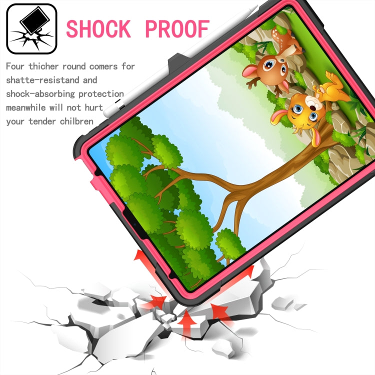 Contrast Color Shockproof Robot Silicone + PC Case with Wristband Holder For iPad Air 2022 / 2020 10.9(Black + Rose Red) - iPad Air (2022) / (2020) 10.9 Cases by buy2fix | Online Shopping UK | buy2fix