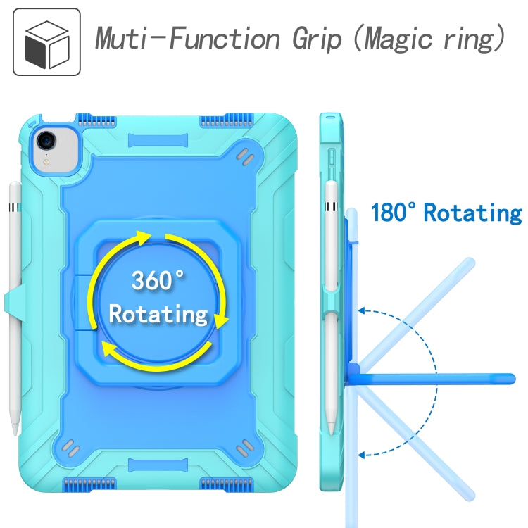 Contrast Color Shockproof Robot Silicone + PC Case with Wristband Holder For iPad Air 2022 / 2020 10.9(Mint Green + Blue) - iPad Air (2022) / (2020) 10.9 Cases by buy2fix | Online Shopping UK | buy2fix